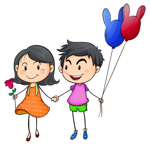 A boy and a gir holding hands vector