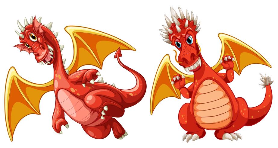 Red dragon with wings vector