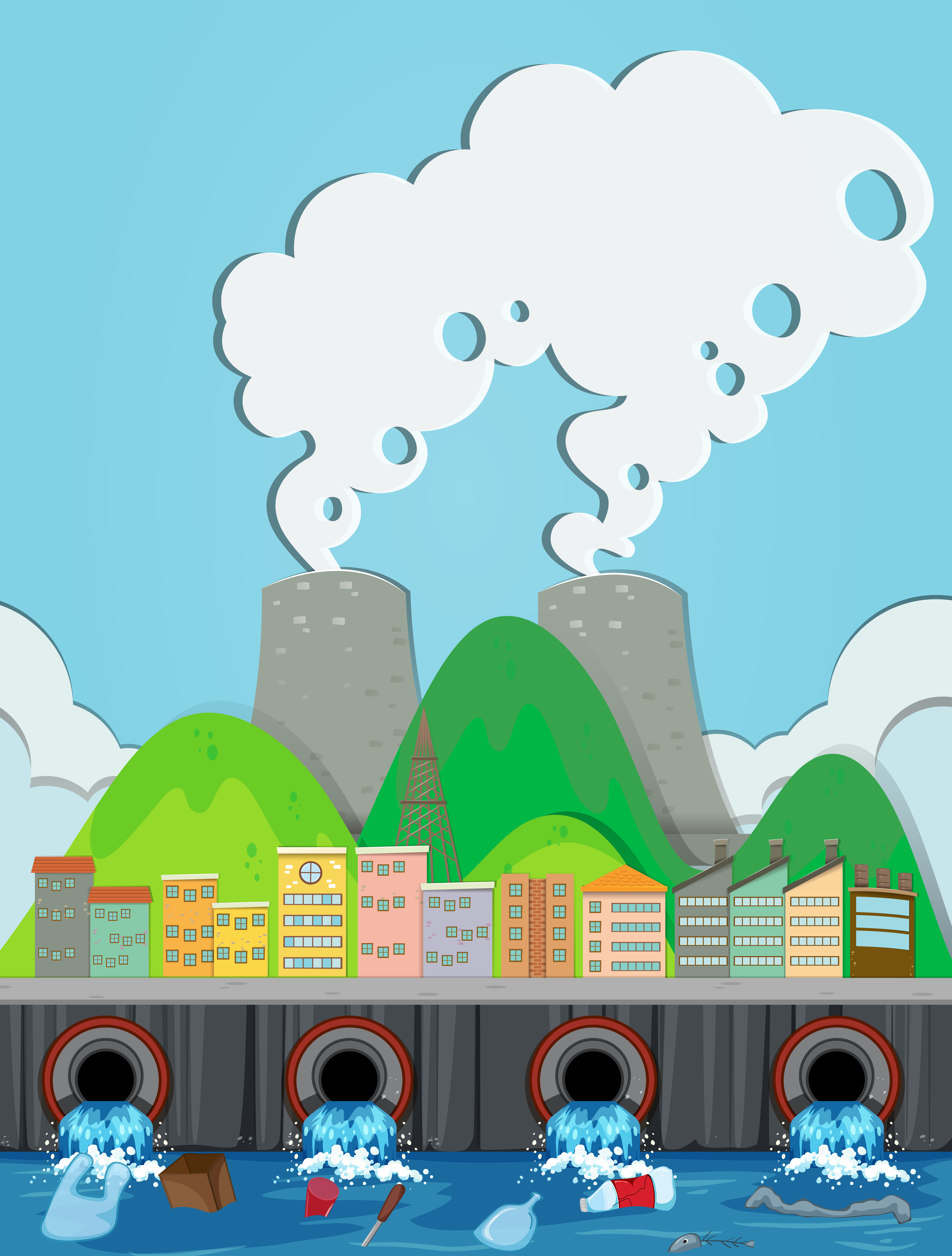 A Vector of Sewer Waste and Factory 413808 Vector Art at Vecteezy