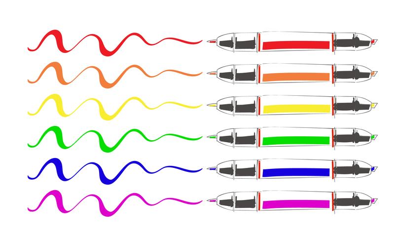 Conjunto de garabatos Sketch multicolor que marca la pluma. Ilustración de vector de rotulador marcador