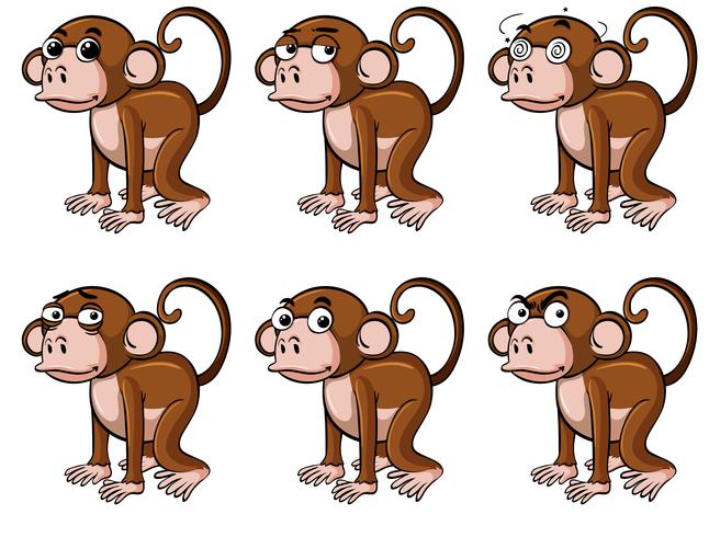 Monkey with different emotions vector