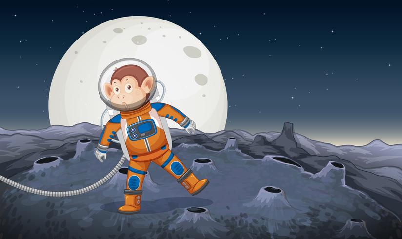 A monkey astronaut in space vector