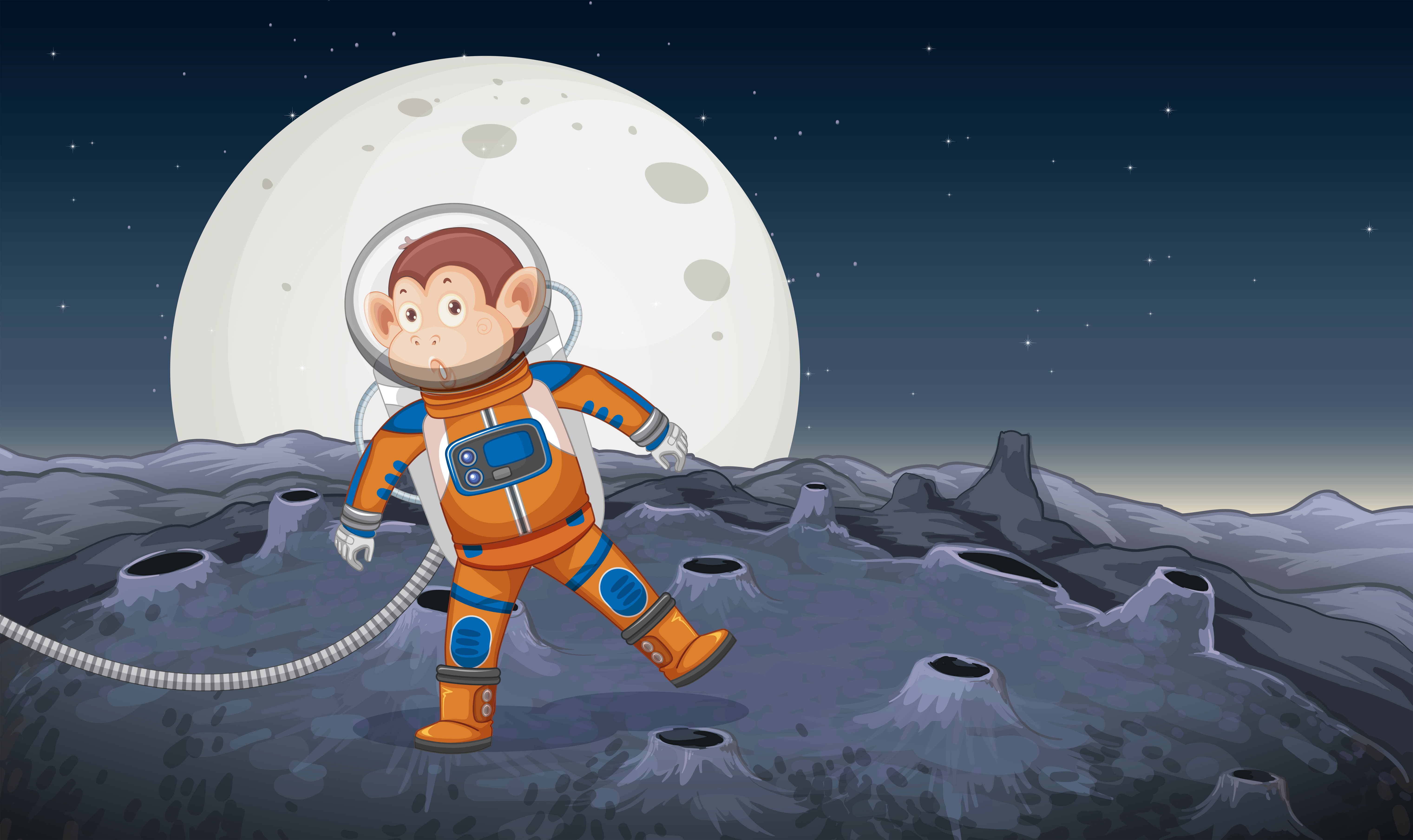 A monkey astronaut in space 413882 - Download Free Vectors, Clipart