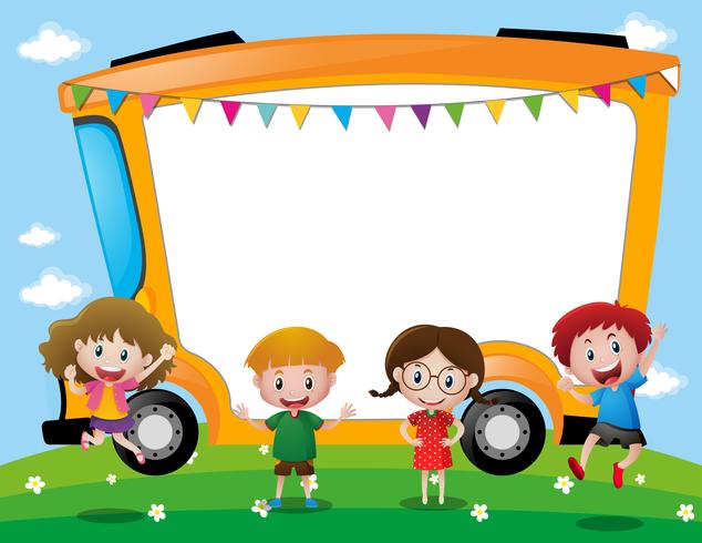 Background template with school kids vector