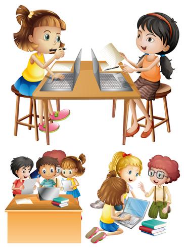 Students Working On Computer Download Free Vectors Clipart