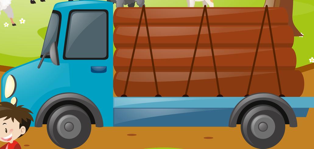 Truck loaded with woods vector