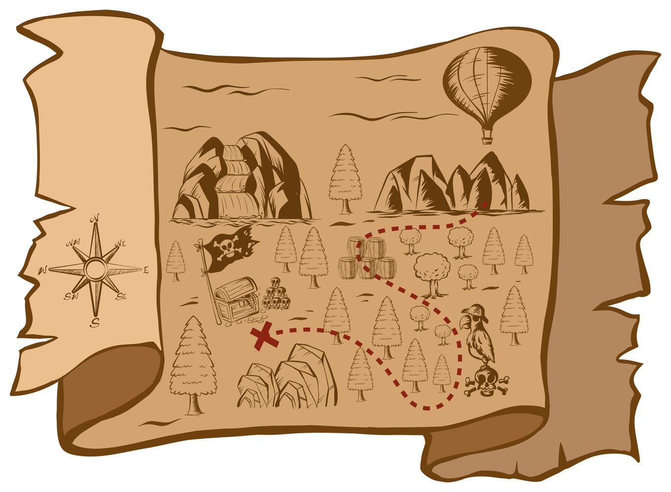 Treasure map on brown paper 413899 Vector Art at Vecteezy