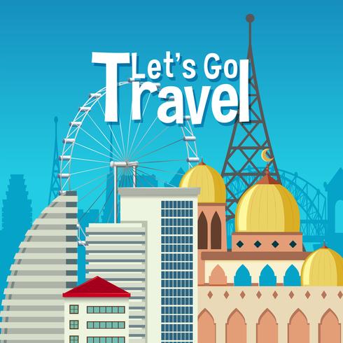 Urban landmark travel theme vector