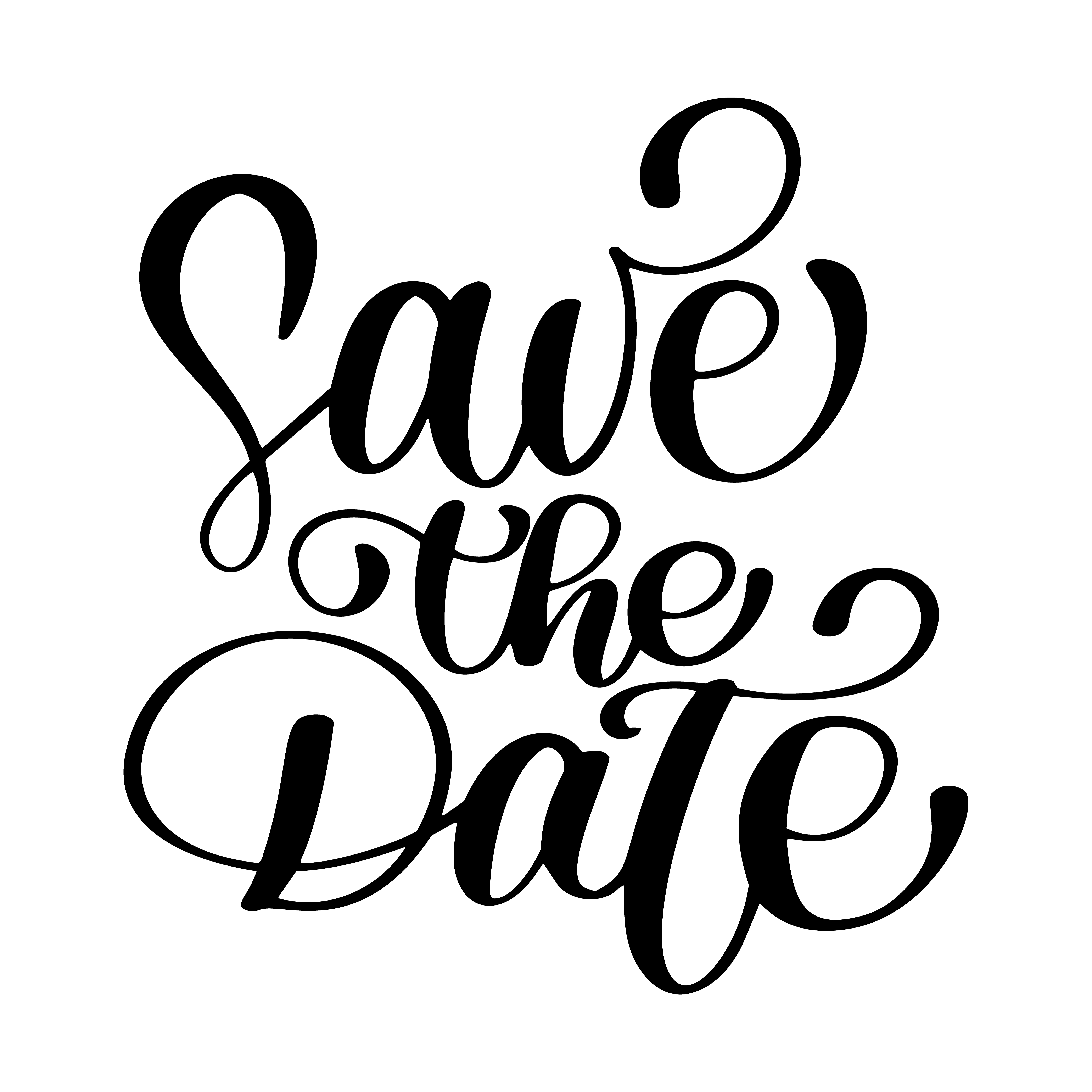 Save the date text calligraphy vector lettering for wedding or love