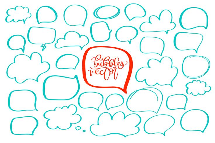 set of handdrawn doodle bubbles for your text. design for comics Speech situation phrases. Vector illustration