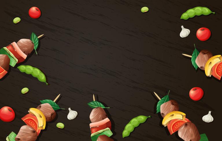 Delicious Kebab Barbecue Wooden Template vector