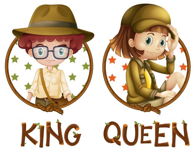 Boy and girl in safari outfit vector