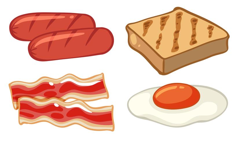 Breakfast set with sausages and egg vector