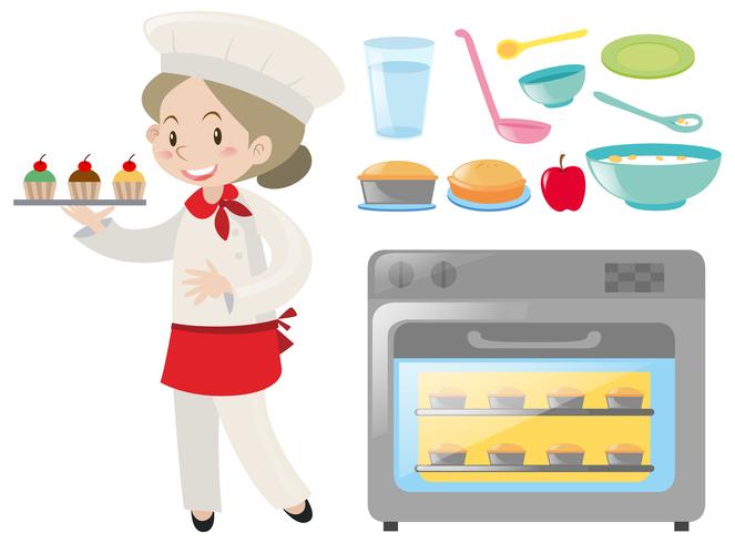 Baker and bakery equipment vector