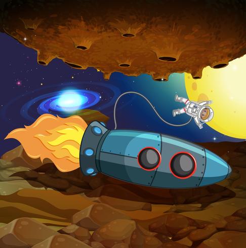 Astronaut flying out of spaceship vector