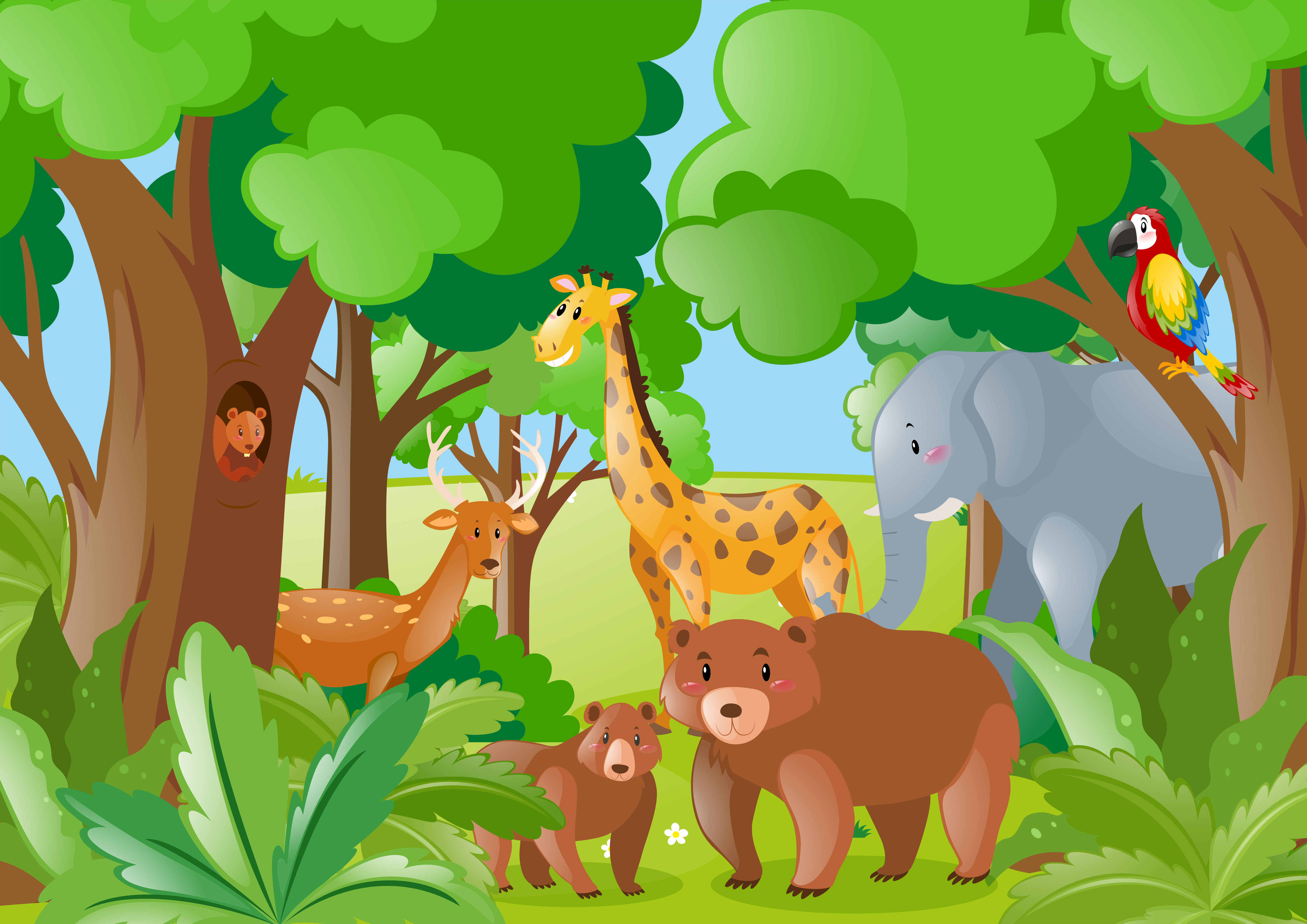 Wild animals in the forest 414161 Vector Art at Vecteezy
