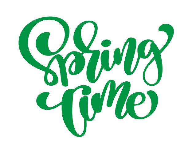 Spring Time. Hand drawn calligraphy and brush pen lettering. design for holiday greeting card and invitation of seasonal spring holiday. Fun brush ink typography for photo overlays, t-shirt print, flyer, poster design vector