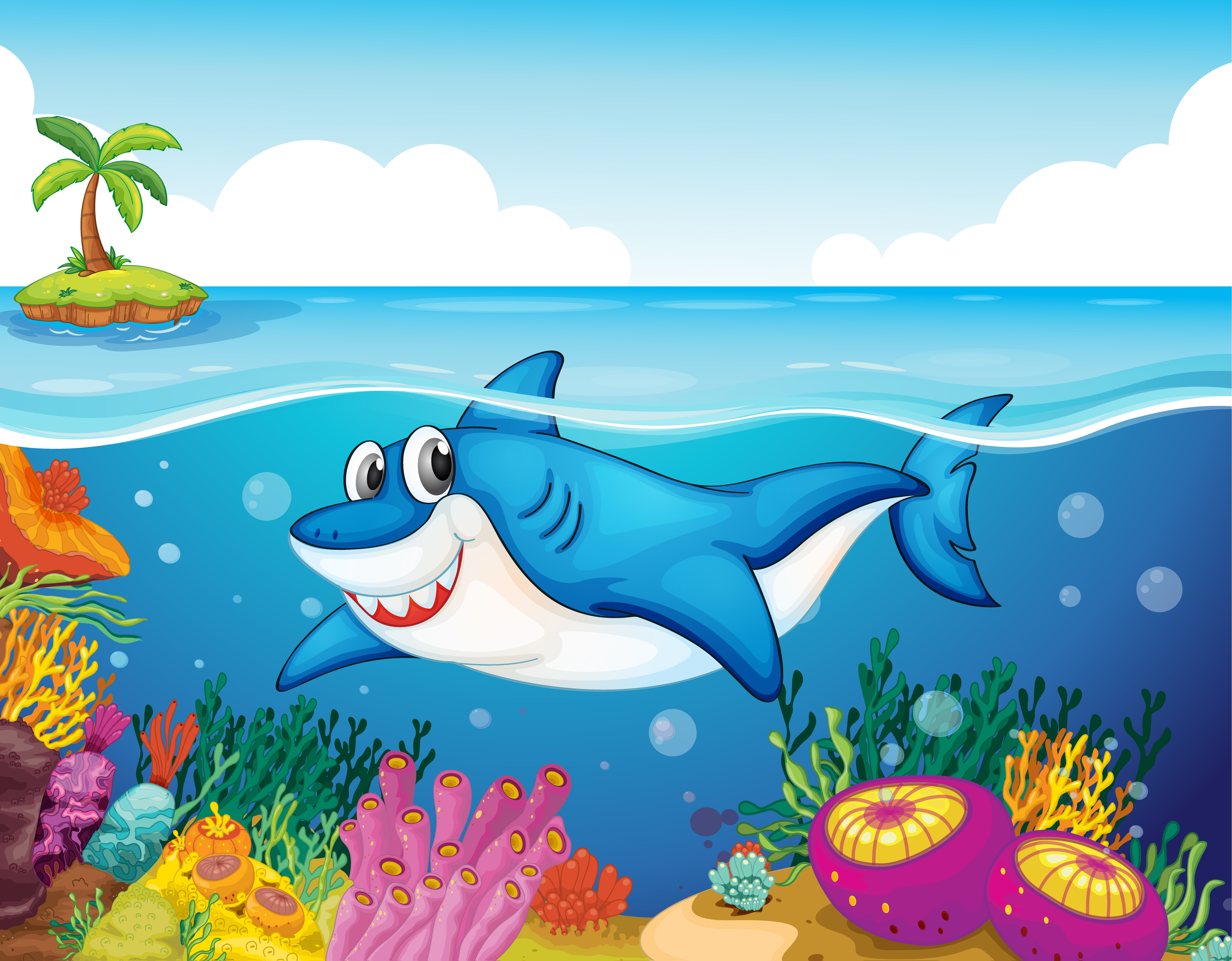 Download shark fish in sea 414166 Vector Art at Vecteezy