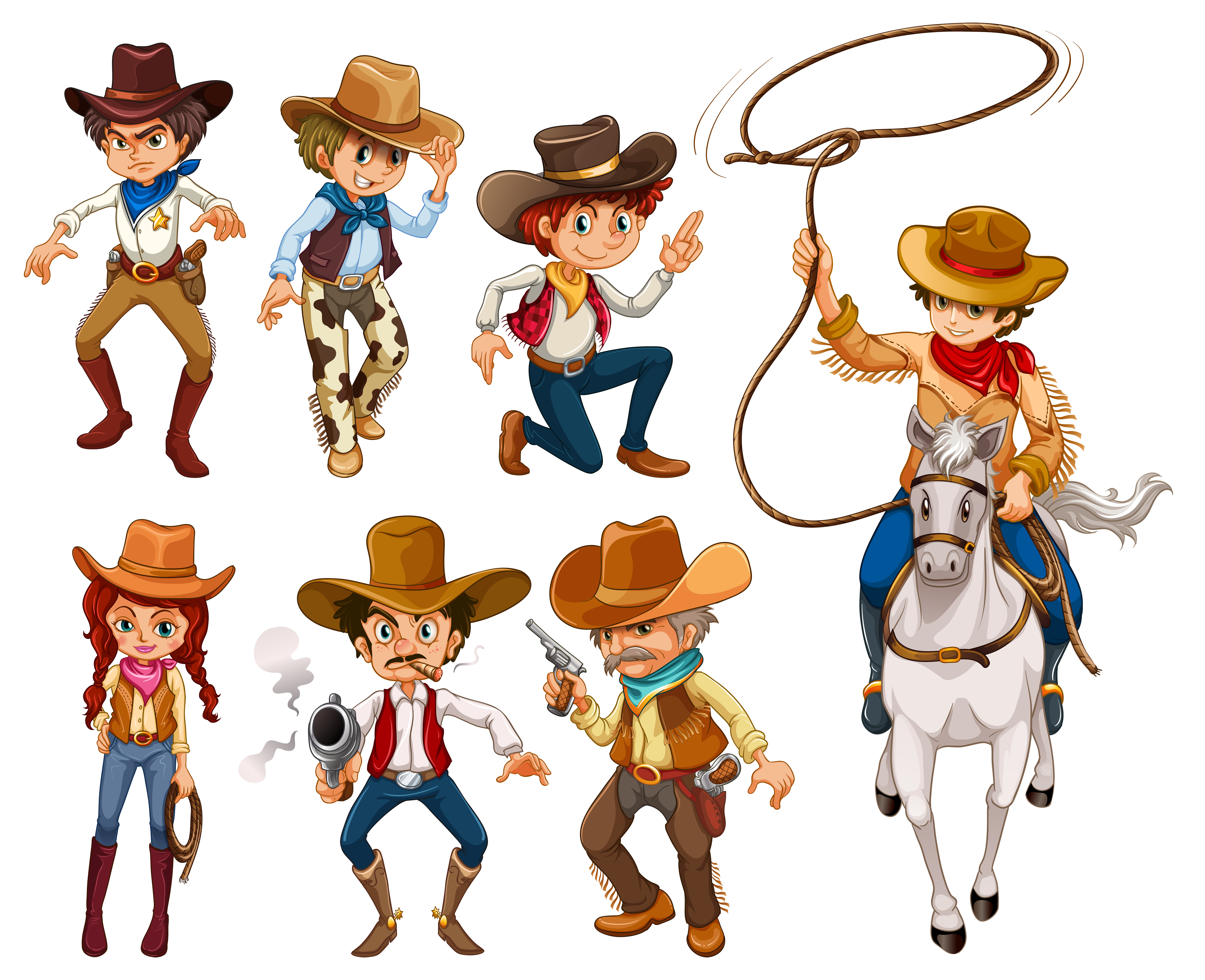 Cartoon Cowboy Vector Art, Icons, and Graphics for Free Download
