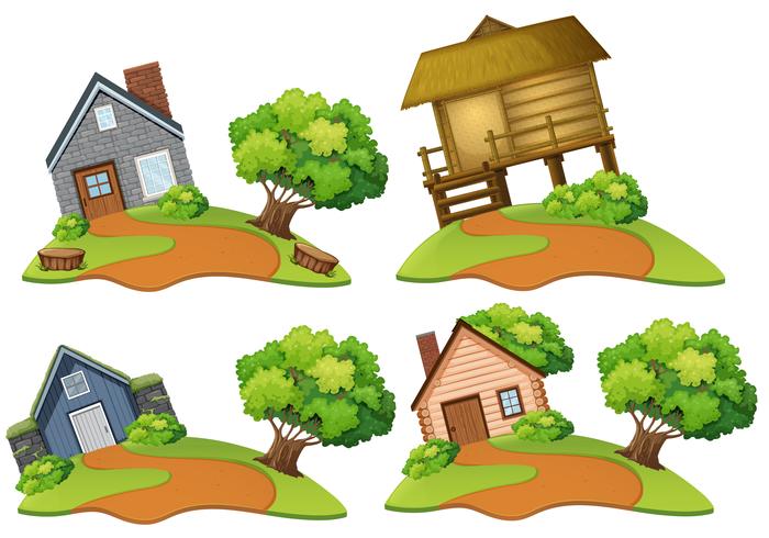 Set of house on the hill vector