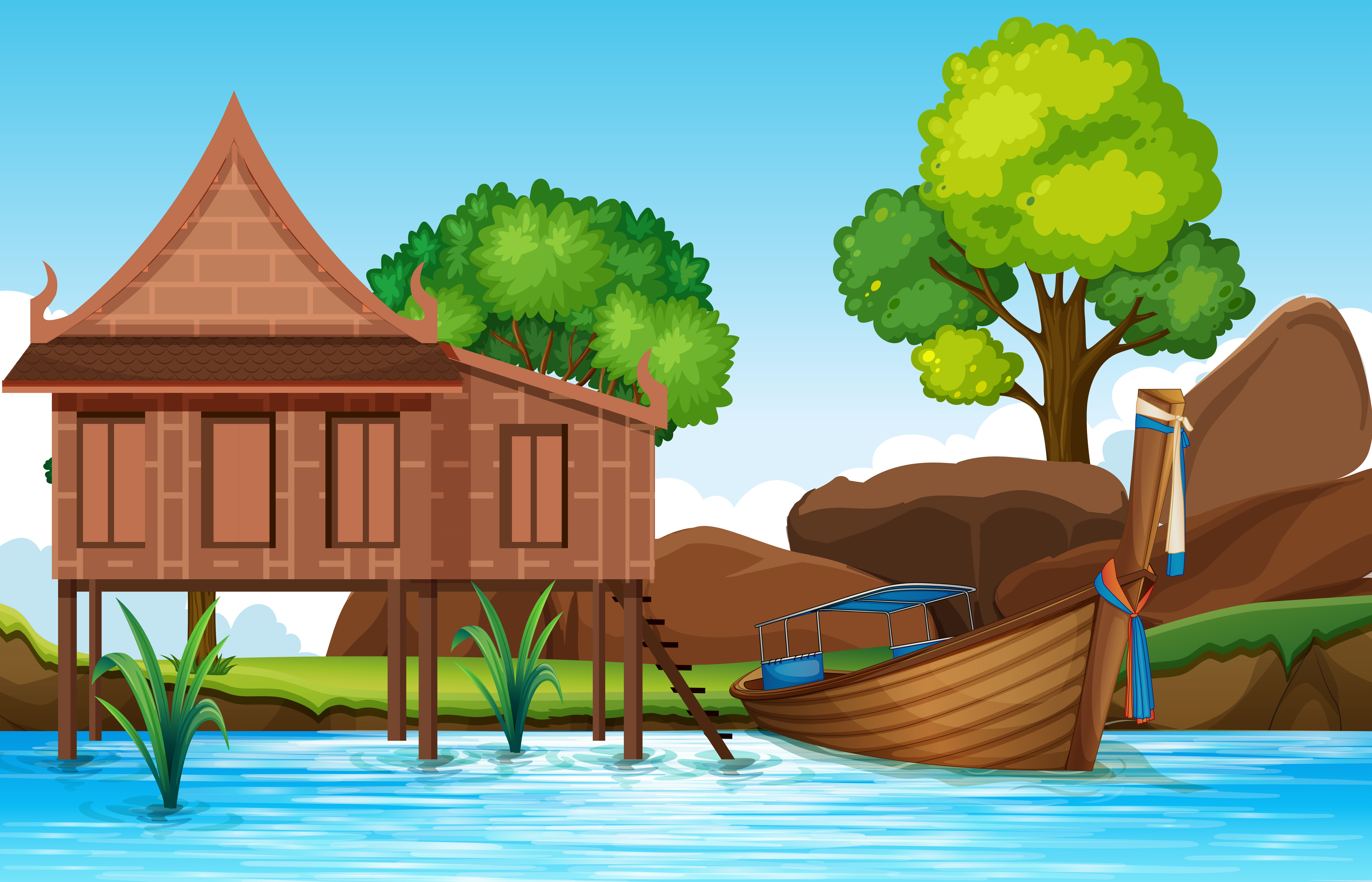 A traditional Thai house - Download Free Vectors, Clipart 