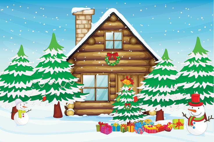 snowmen and house vector