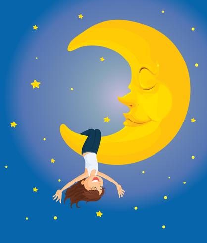 Hanging on the moon vector