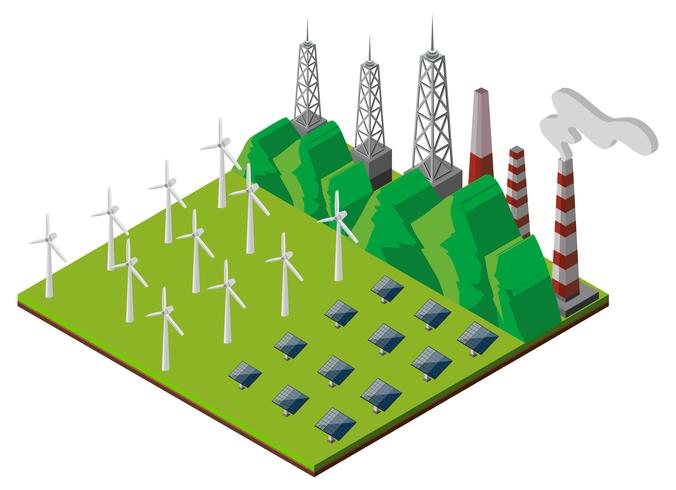 Diseño 3D para central eléctrica. vector