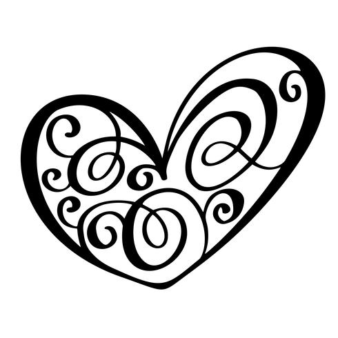 Vintage heart for Valentines and wedding day vector illustration as design element. Fun brush ink typography for photo overlays, t-shirt print, flyer, poster design