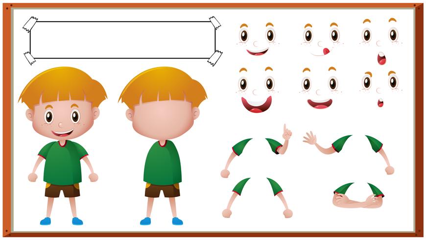 Boy with different facial expressions vector