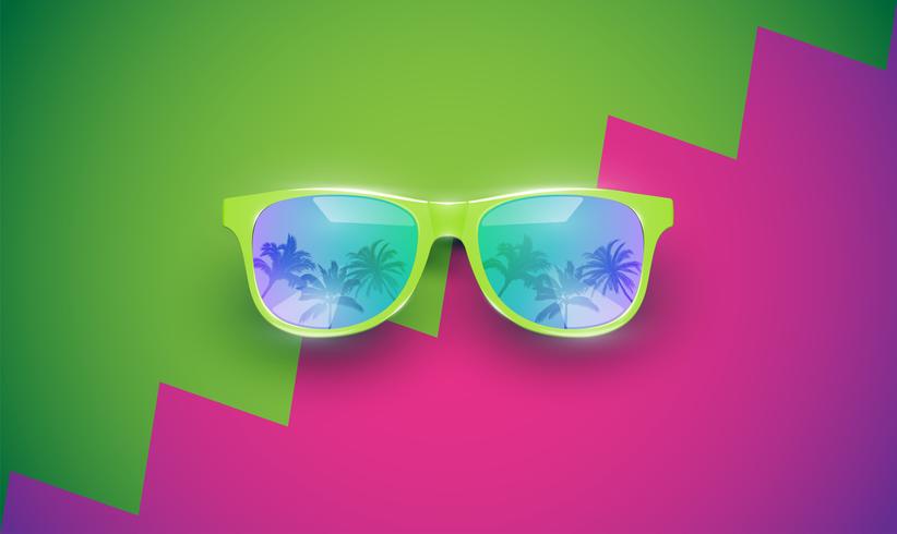 Realistic vector sunglasses on a colorful background, vector illustration