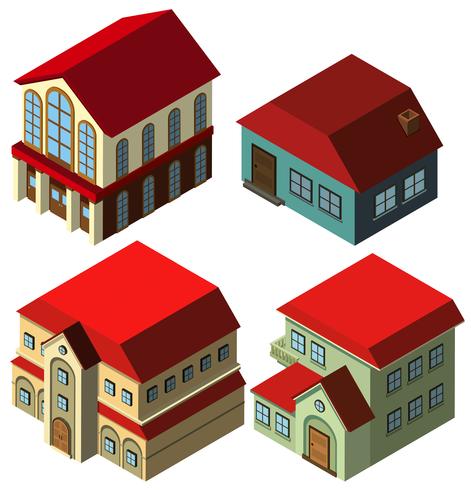 Diseño 3D para diferentes estilos de casas. vector
