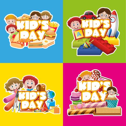 Four design poster for kid's day vector