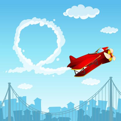 Airplane flying with smoke in the air vector