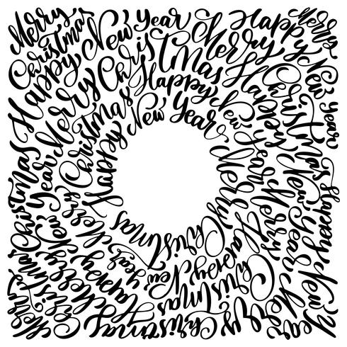 texts Merry Christmas hand written in a circle calligraphy lettering. handmade vector illustration. Fun brush ink typography for photo overlays, t-shirt print, flyer, poster design