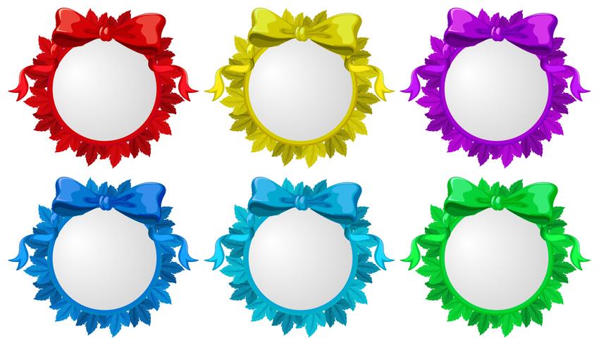 Six rounded template with ribbons vector