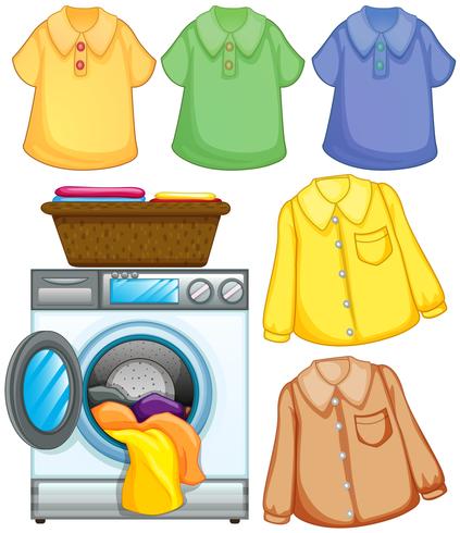 Washing machine and cleaned clothes vector