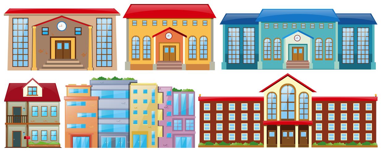 Different designs of buildings	 vector