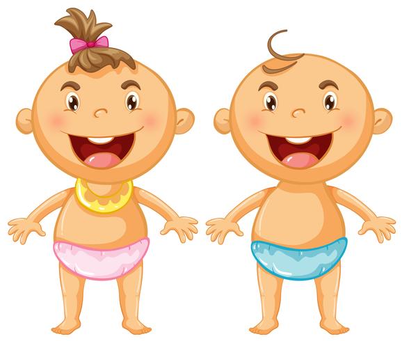 Two kids in blue and pink napkins vector