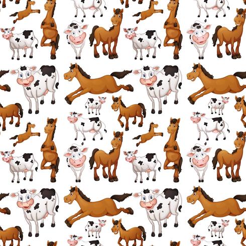 Seamless cow and horse vector