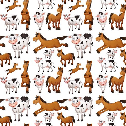 Seamless cow and horse vector