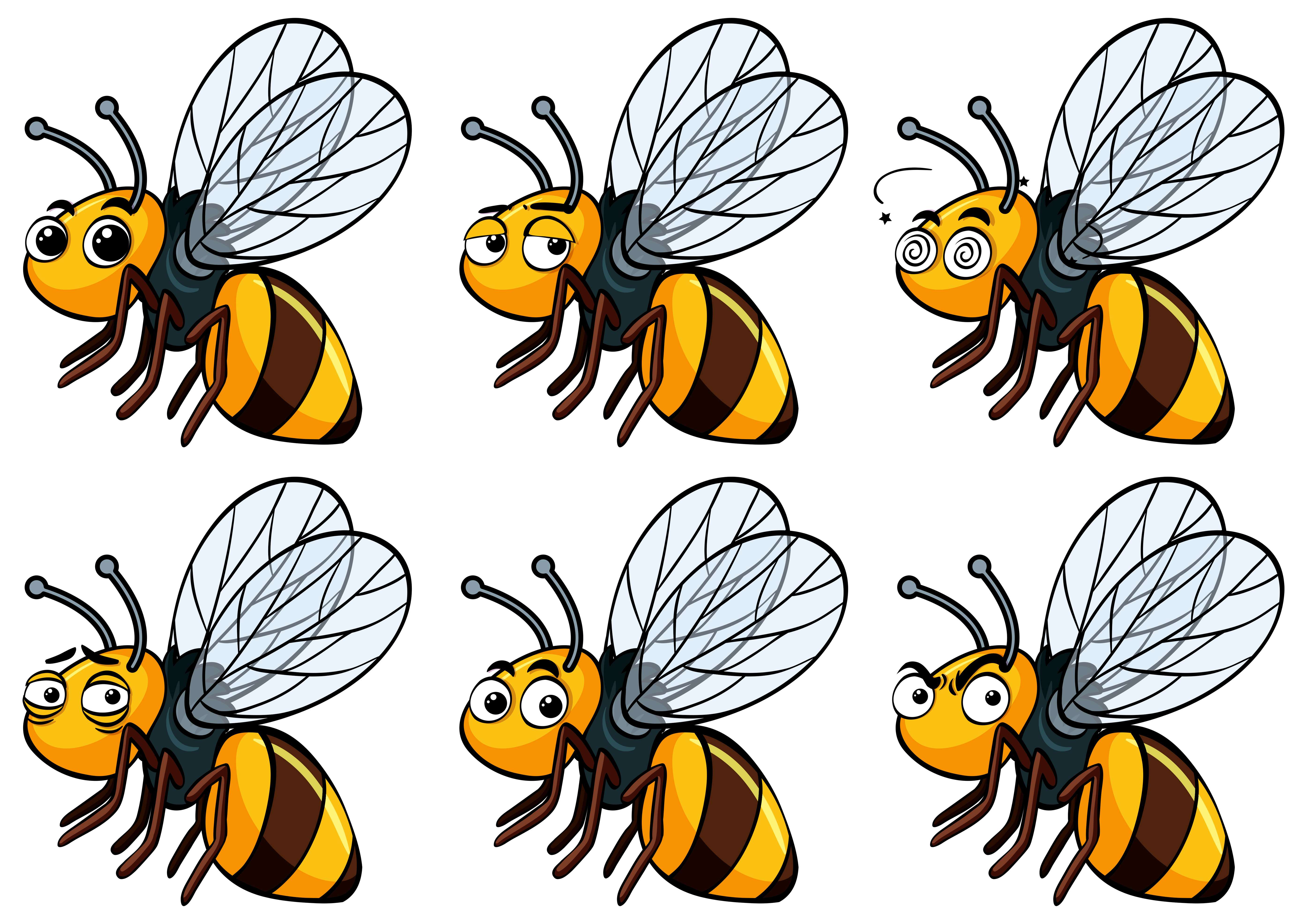 Download Bee with different facial expressions - Download Free Vectors, Clipart Graphics & Vector Art