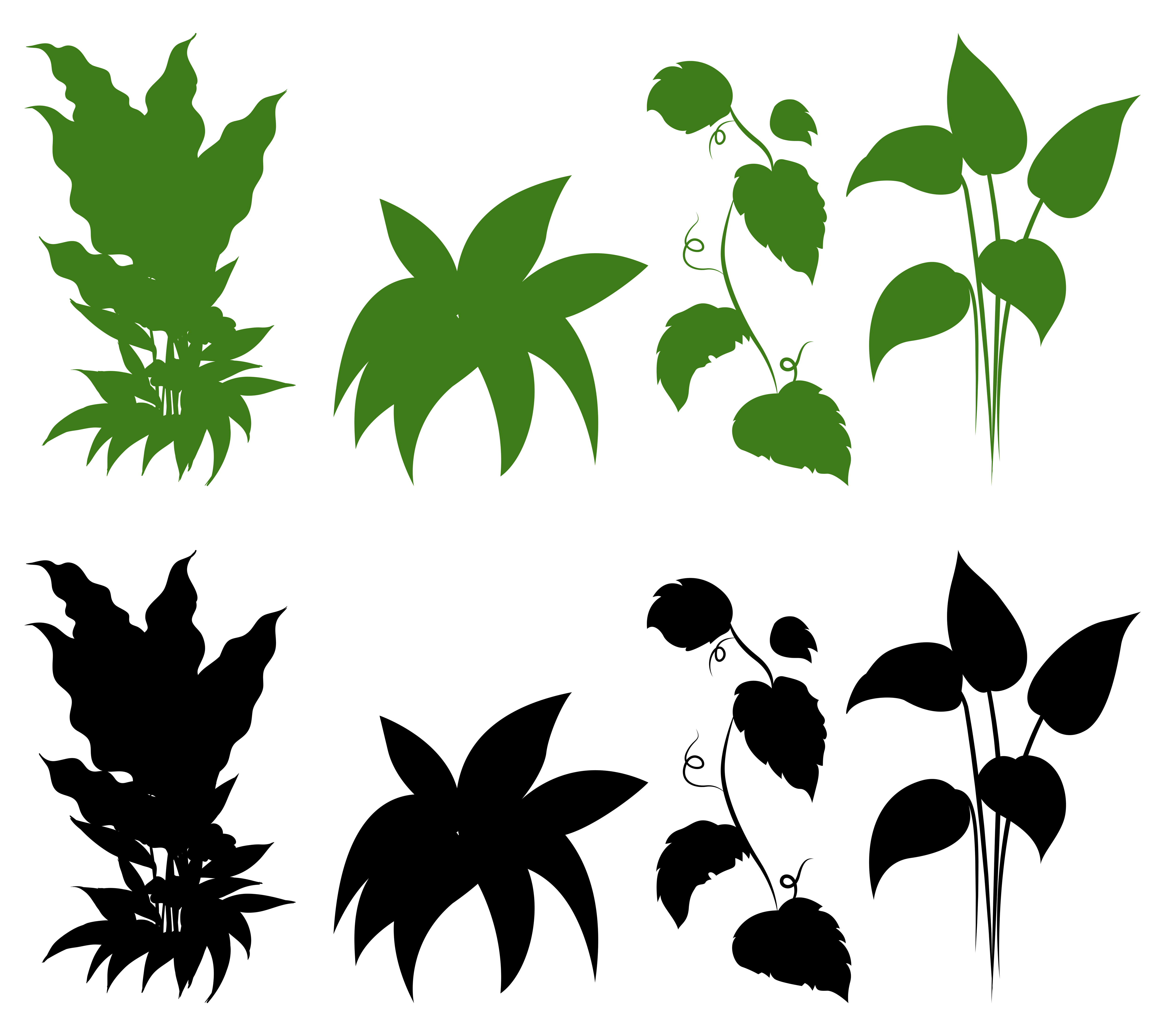 Download Set of silhouette plant - Download Free Vectors, Clipart Graphics & Vector Art