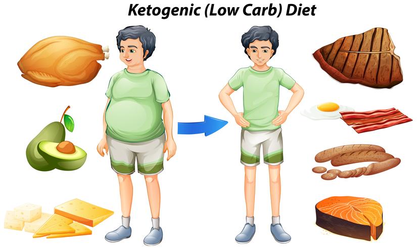 Tabla de dieta cetogénica con diferentes tipos de alimentos. vector