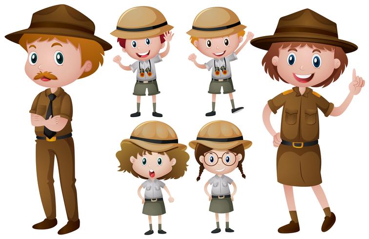 Park rangers in uniform vector