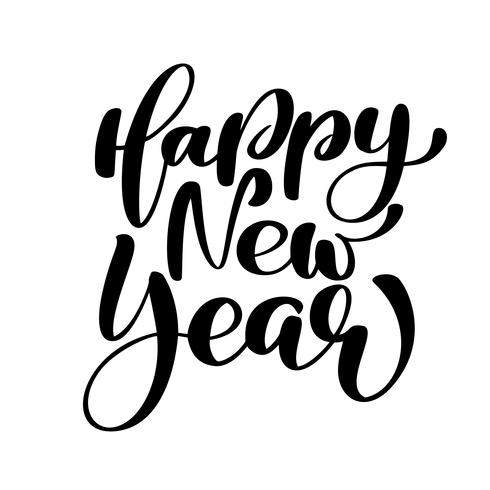 Happy New Year hand-lettering text. Handmade vector Christmas calligraphy EPS. Decor for greeting card