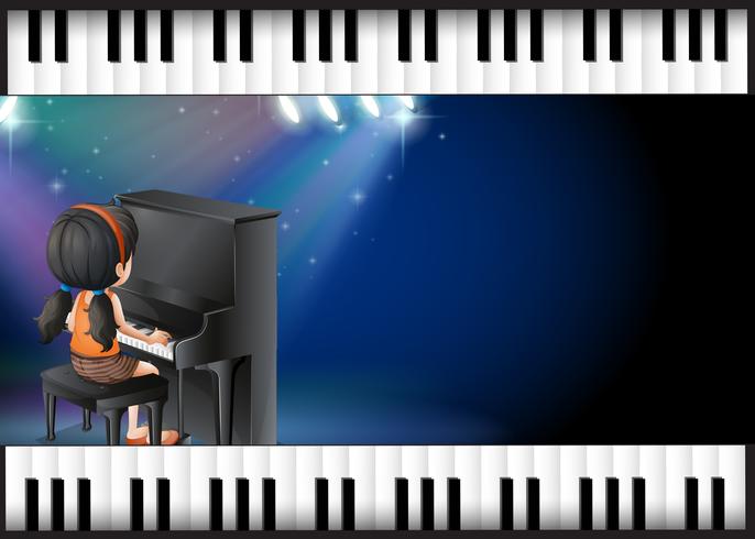 Background design with girl playing piano vector