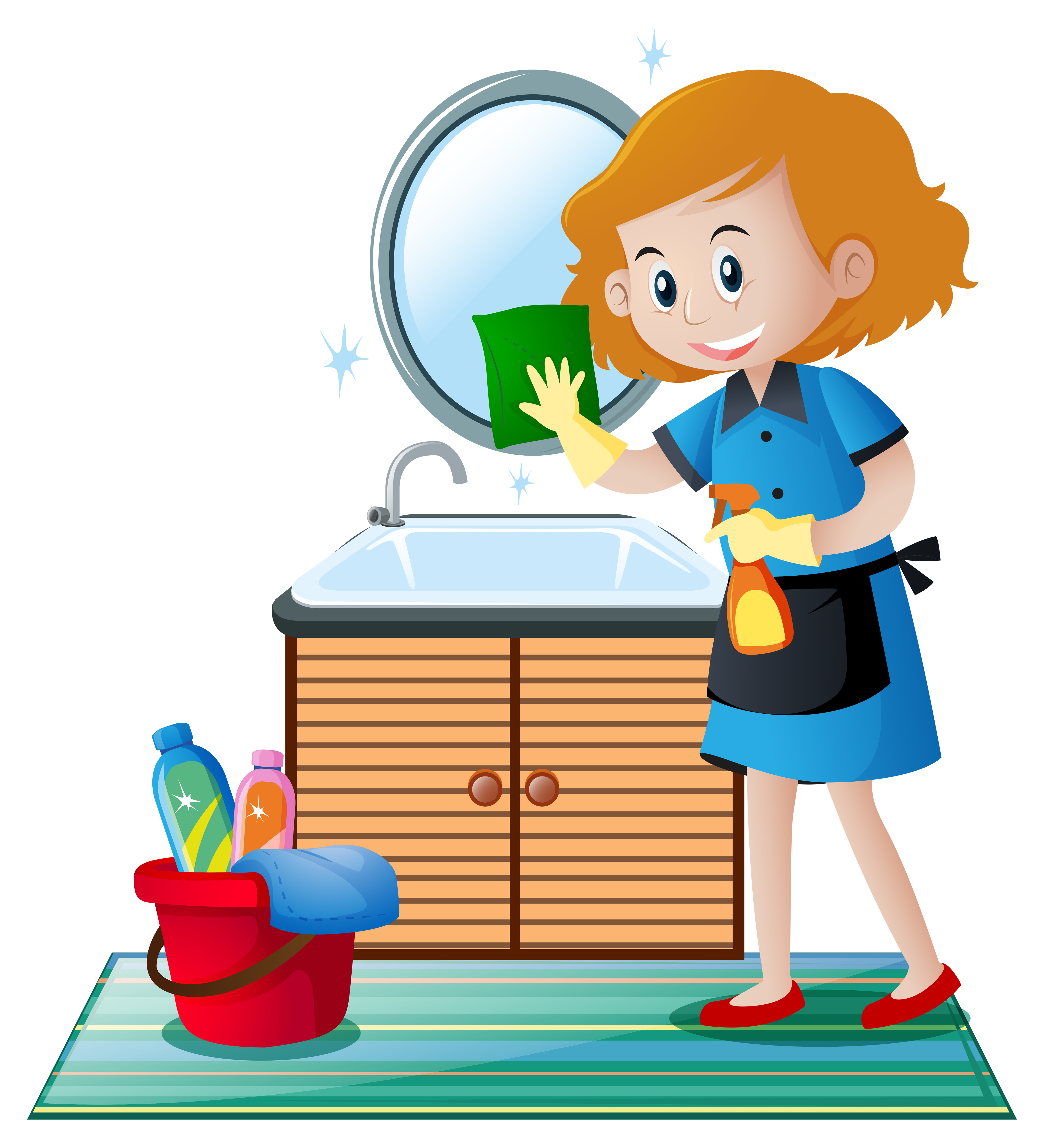 The cleaner cleaning the toilet 414527 Vector Art at Vecteezy