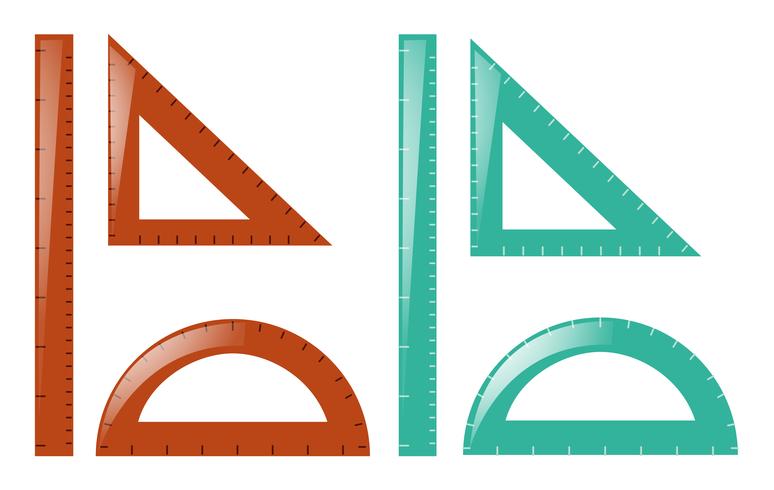 Reglas y triángulos en marrón y azul. vector