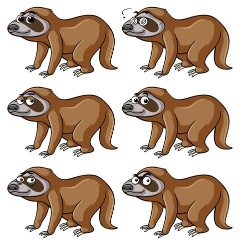 Sloth with different emotions vector